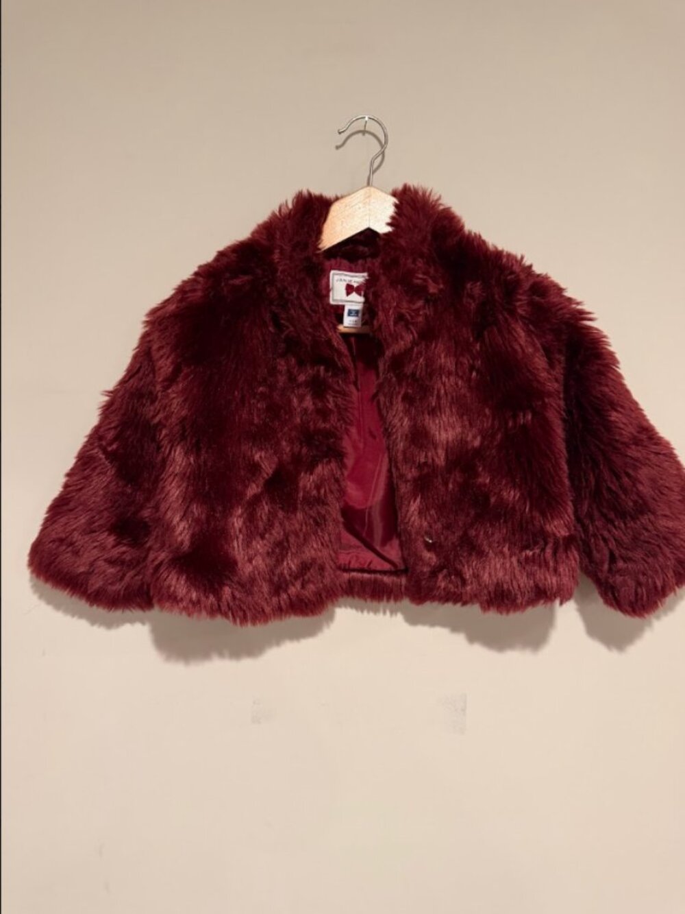 Janie and Jack Girls Burgundy Faux Fur Puffer Jacket